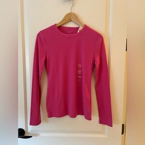 GAP Fuchsia Ribbed Knit Long Sleeve Top